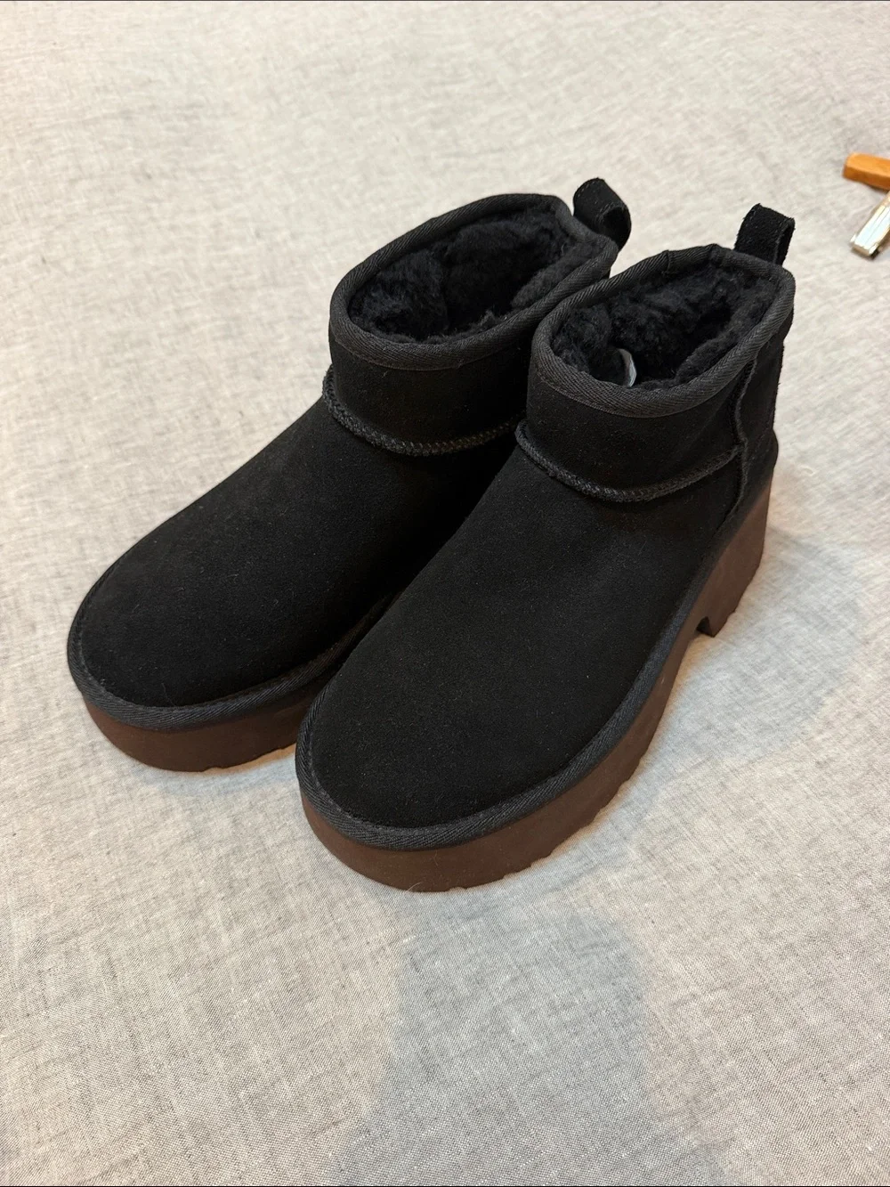 UGG Black Suede Platform Ankle Boots - Women